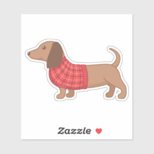 Dachshund Wiener Dog Red Plaid Sweater