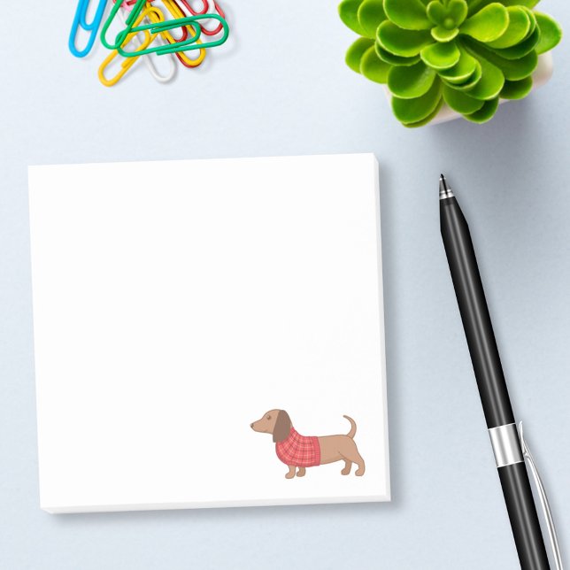 Dachshund Wiener Dog Red Plaid Sweater Post-it Notes (Creator Uploaded)