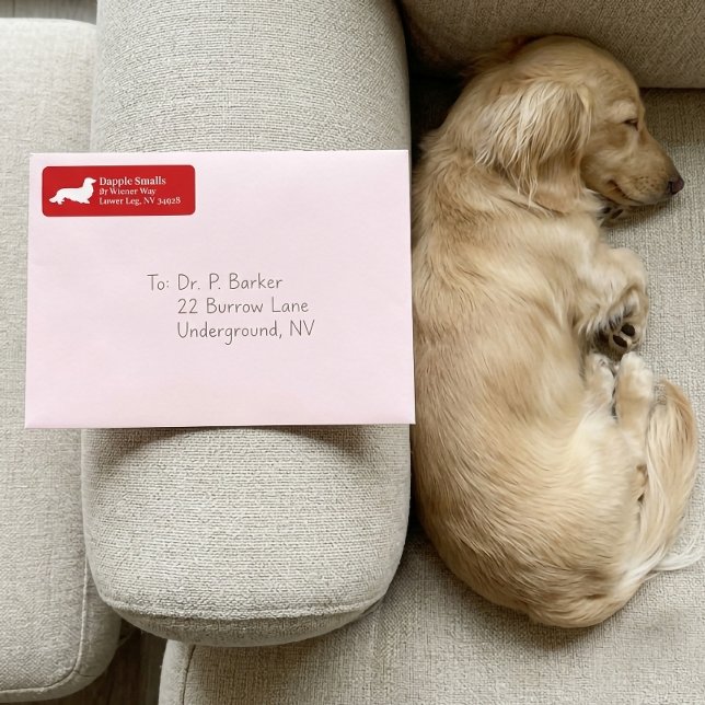 Dachshund Wiener Dog | Red Return Address   Label (Dachshund Wiener Dog | Red Return Address Label)