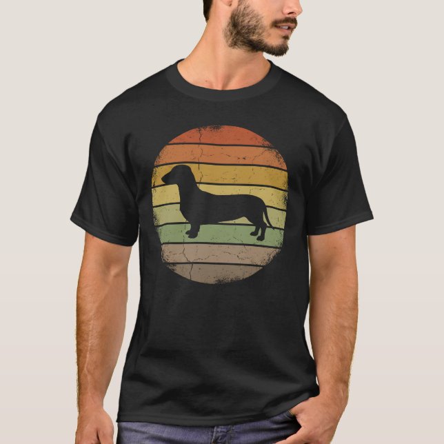 Dachshund Wiener Dog Retro Vintage Sunset T-Shirt (Front)