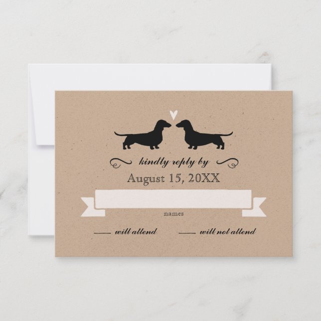 Dachshund Wiener Dog Silhouettes Wedding RSVP (Front)