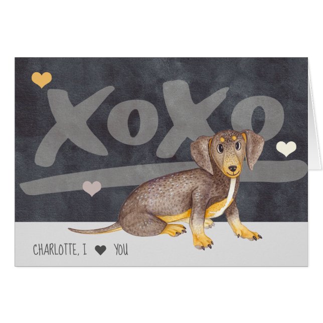 Dachshund Wiener Personalised Valentines Day (Front Horizontal)