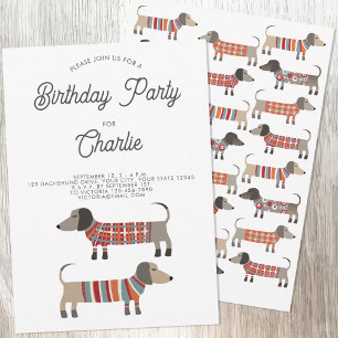 Dachshund Wiener Sausage Dog Birthday Party Invitation