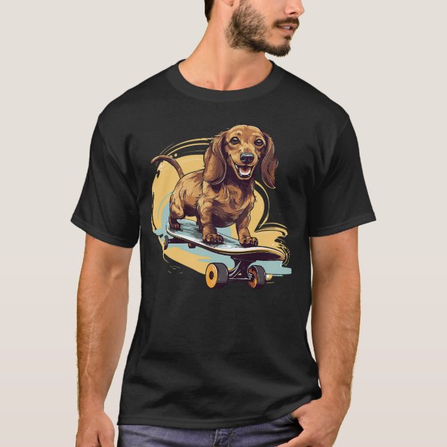 Dachshund wiener sausage dog Cute Graphic with a S T-Shirt (Front)