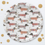 Dachshund Wiener Sausage Dog Paper Plate<br><div class="desc">Cute little Dachshund sausage or wiener dogs in woolly knitwear. Perfect for dog lovers.  Original art by Nic Squirrell.</div>