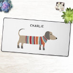 Dachshund Wiener Sausage Dog Personalised Desk Mat<br><div class="desc">A fun little Dachshund sausage or wiener dog in woolly knitwear. Perfect for animal lovers. Original art by Nic Squirrell. Change the name to personalise.</div>
