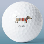 Dachshund Wiener Sausage Dog Personalised Golf Balls<br><div class="desc">Cute little Dachshund sausage or wiener dog in woolly knitwear. Perfect for dog lovers. Change the name to customise.</div>