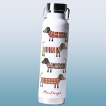 Dachshund Wiener Sausage Dog Personalised Water Bottle<br><div class="desc">Fun Dachshund Sausage or Wiener Dogs in cosy knitwear.  Original art by Nic Squirrell. Change or remove the name to personalise.</div>
