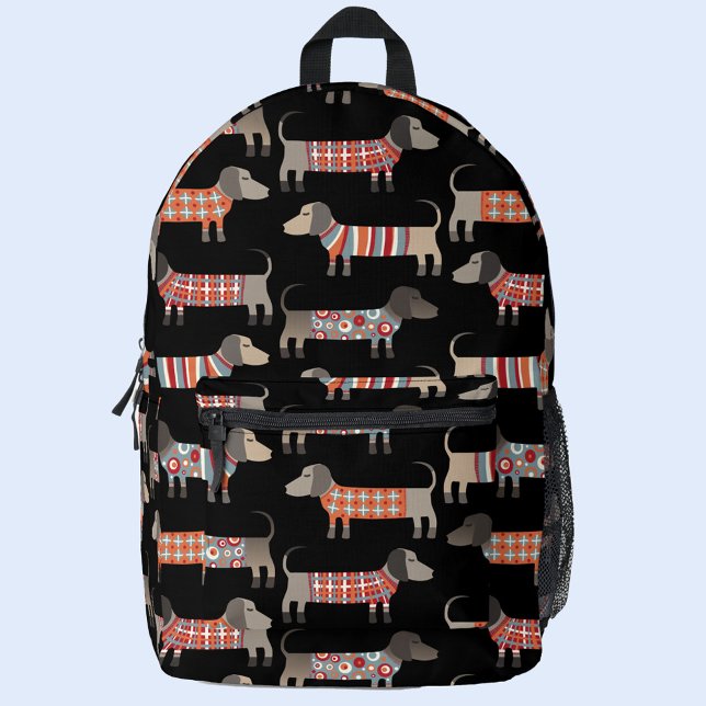 Dachshund Wiener Sausage Dog Printed Backpack (Dachshund Wiener Sausage Dog pattern backpack)