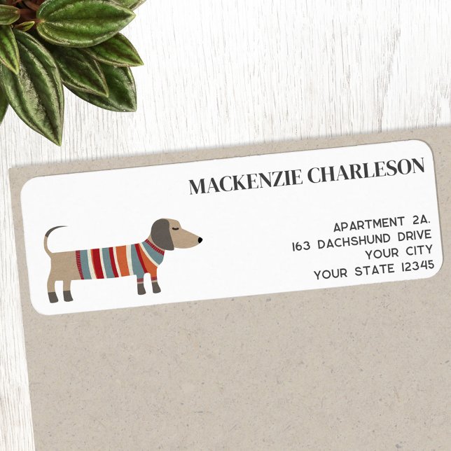 Dachshund Wiener Sausage Dog Return Address (Fun Dachshund Wiener Sausage Dog personalized return address label)