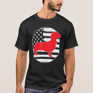 Dachshund Wiener Usa Flag 4th Of July T-Shirt