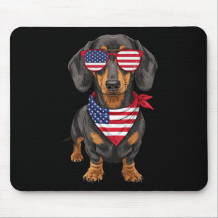 Dachshund Wiener Usa Us Flag 4th Of July America C Mouse Mat