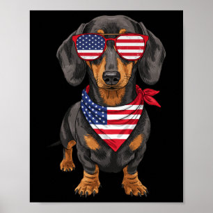 Dachshund Wiener Usa Us Flag 4th Of July America C Poster