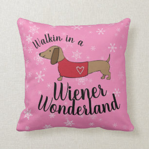 Dachshund Wiener Wonderland Christmas Throw Pillow