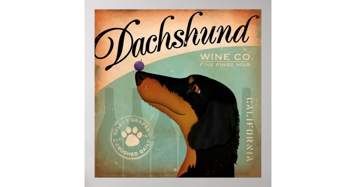 Dachshund Wine Co. by Stephen Fowler Dog Art Print | Zazzle.co.uk