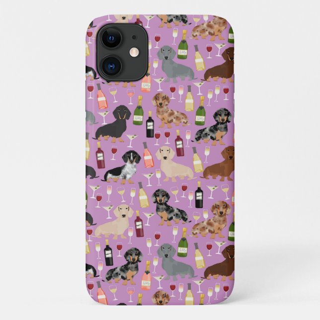 Dachshund wine purple pattern Case-Mate iPhone case (Back)