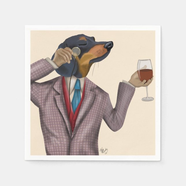 Dachshund Wine Snob Napkin (Front)
