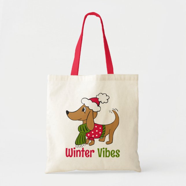 Dachshund Winter Dog  Tote Bag (Front)