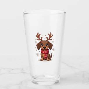 Dachshund Winter Joy Glass