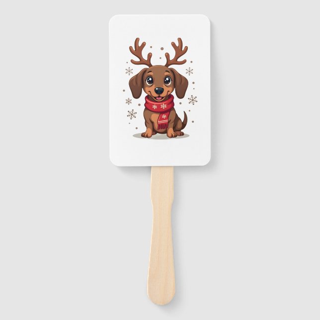 Dachshund Winter Joy Hand Fan (Front)