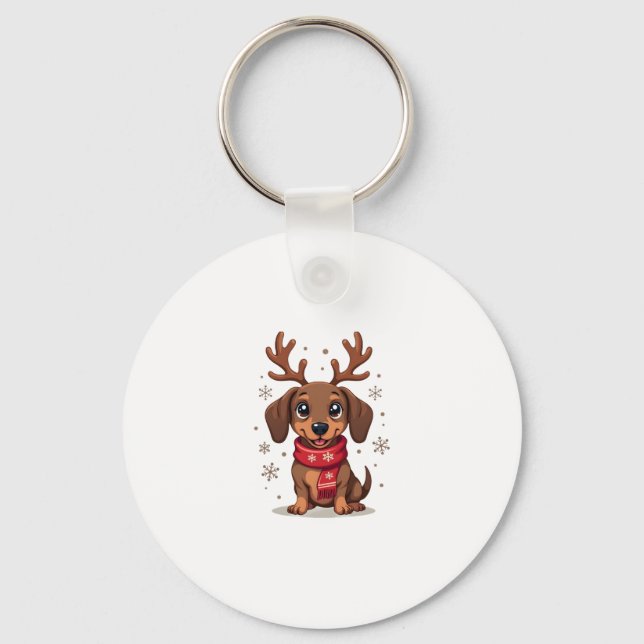 Dachshund Winter Joy Key Ring (Front)