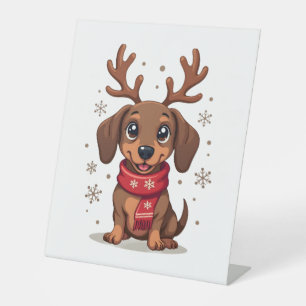 Dachshund Winter Joy Pedestal Sign