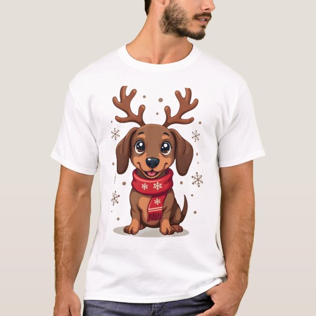 Dachshund Winter Joy T-Shirt (Front)