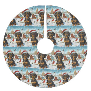 Dachshund Winter Wonderland Christmas Joy Brushed Polyester Tree Skirt