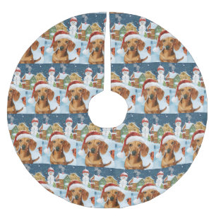 Dachshund Winter Wonderland Christmas Joy Brushed Polyester Tree Skirt