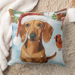 Dachshund Winter Wonderland Christmas Joy Cushion