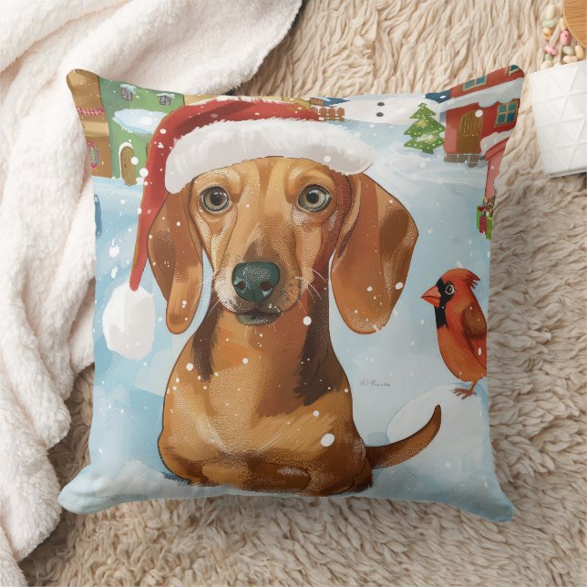 Dachshund Winter Wonderland Christmas Joy Cushion (Blanket)