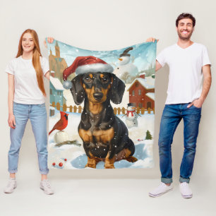 Dachshund Winter Wonderland Christmas Joy Fleece Blanket