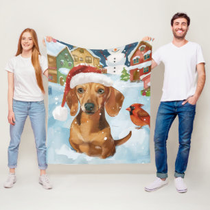 Dachshund Winter Wonderland Christmas Joy Fleece Blanket