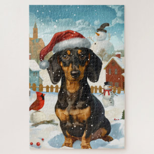 Dachshund Winter Wonderland Christmas Joy Jigsaw Puzzle