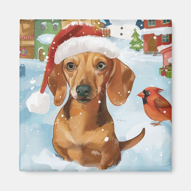 Dachshund Winter Wonderland Christmas Joy Magnet (Front)