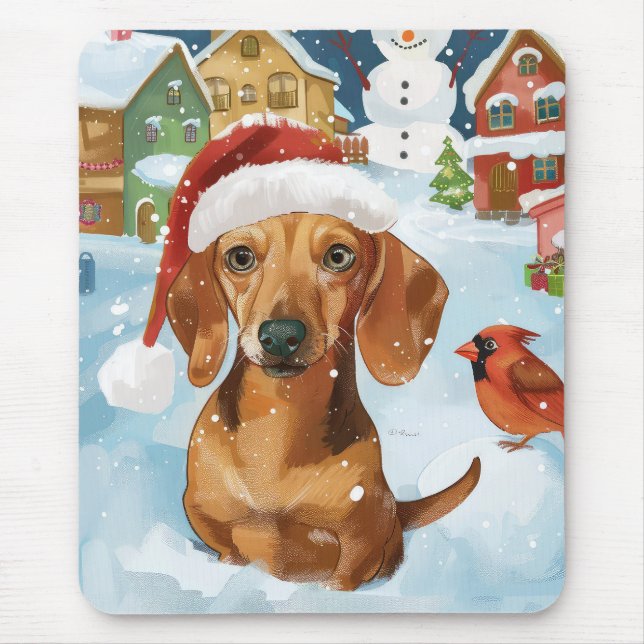 Dachshund Winter Wonderland Christmas Joy Mouse Mat (Front)