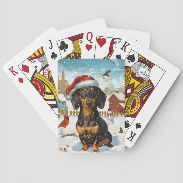 Dachshund Winter Wonderland Christmas Joy Playing Cards (Back)