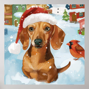 Dachshund Winter Wonderland Christmas Joy Poster