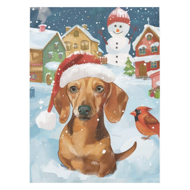 Dachshund Winter Wonderland Christmas Joy Tablecloth (Front)