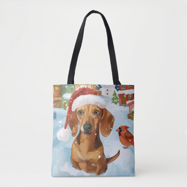 Dachshund Winter Wonderland Christmas Joy Tote Bag (Front)