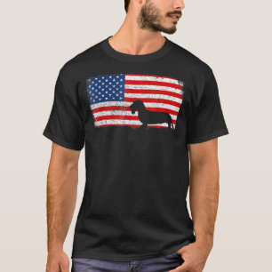 Dachshund Wire-Hair American Flag Vintage T-Shirt
