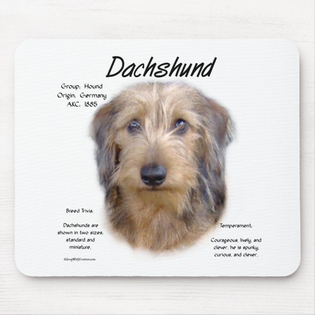 Dachshund (wirehair) History Design Mouse Mat (Front)