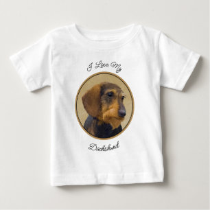 Dachshund (Wirehaired) Painting Original Dog Art Baby T-Shirt