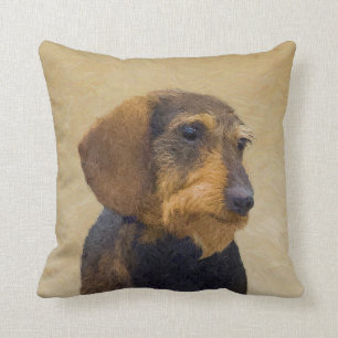 Dachshund (Wirehaired) Painting Original Dog Art Cushion