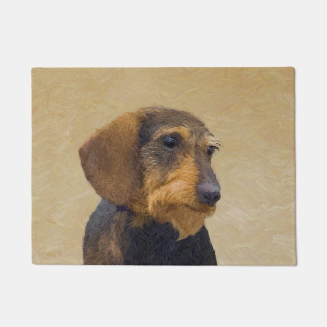 Dachshund (Wirehaired) Painting Original Dog Art Doormat (Front)