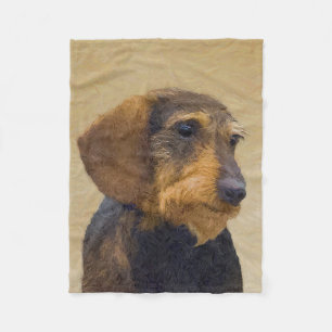 Dachshund (Wirehaired) Painting Original Dog Art Fleece Blanket