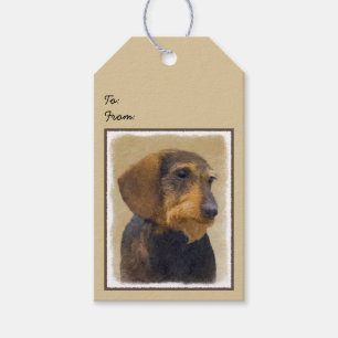 Dachshund (Wirehaired) Painting Original Dog Art Gift Tags