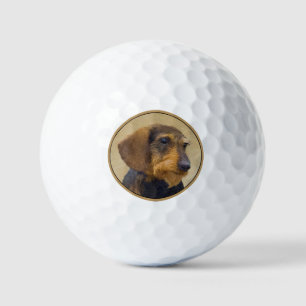 Dachshund (Wirehaired) Painting Original Dog Art Golf Balls