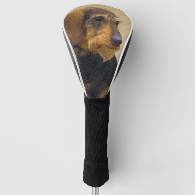 Dachshund (Wirehaired) Painting Original Dog Art Golf Head Cover (Front)