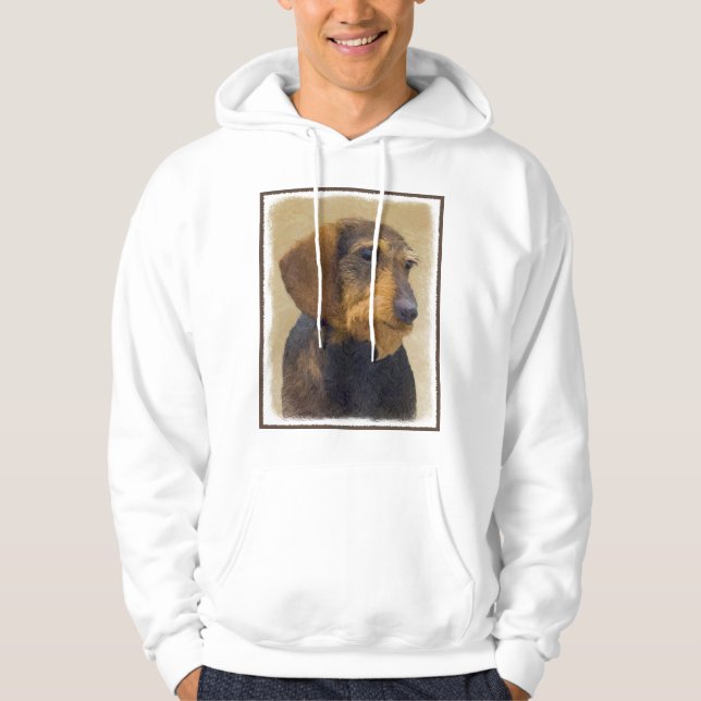 Dachshund (Wirehaired) Painting Original Dog Art Hoodie (Front)